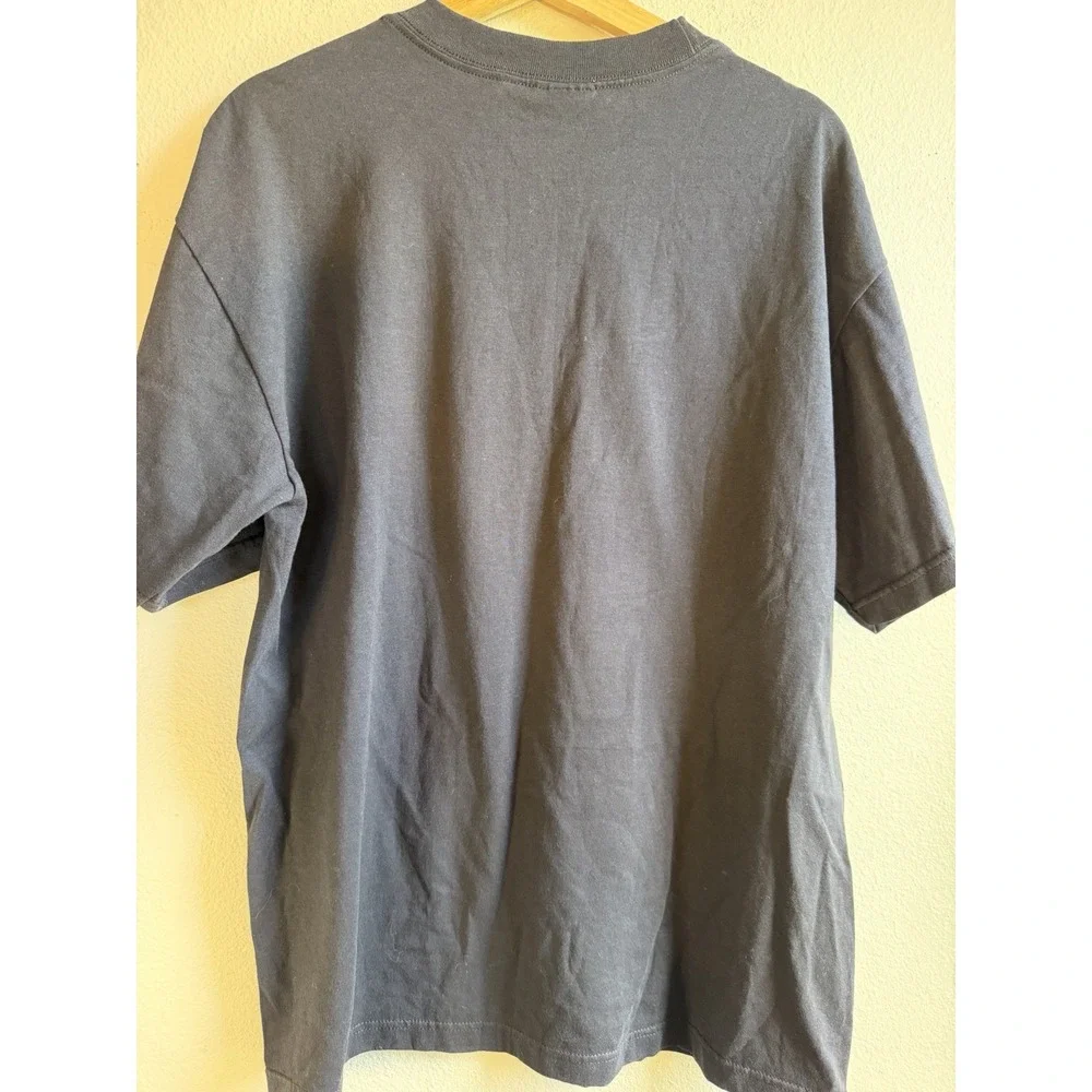 adidas Mens Large Black Athletic Dept Logo Graphic Tee Crew Neck Short Sleeve